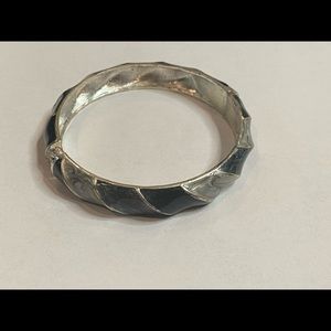 Black Gray & Silver Swirl Bangle Bracelet Cuff